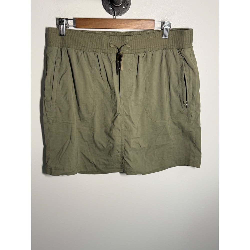 LL Bean Vista Camp Skort Womens Large Olive Green Hiking Skirt Drawstring